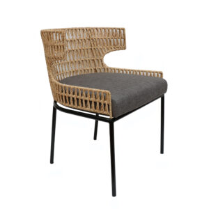 CROSS WING Dining Chair - Twisted Water Hyacinth - Jet grey