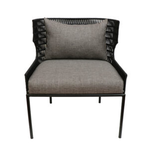 CROSS WING Lounge Chair - 4mm Cotton Rope - Jet grey