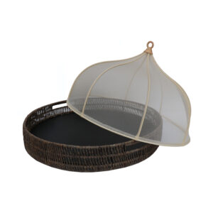 Set Cross Twisted Water Hyacinth Tray & Nylon Cover-13RDM